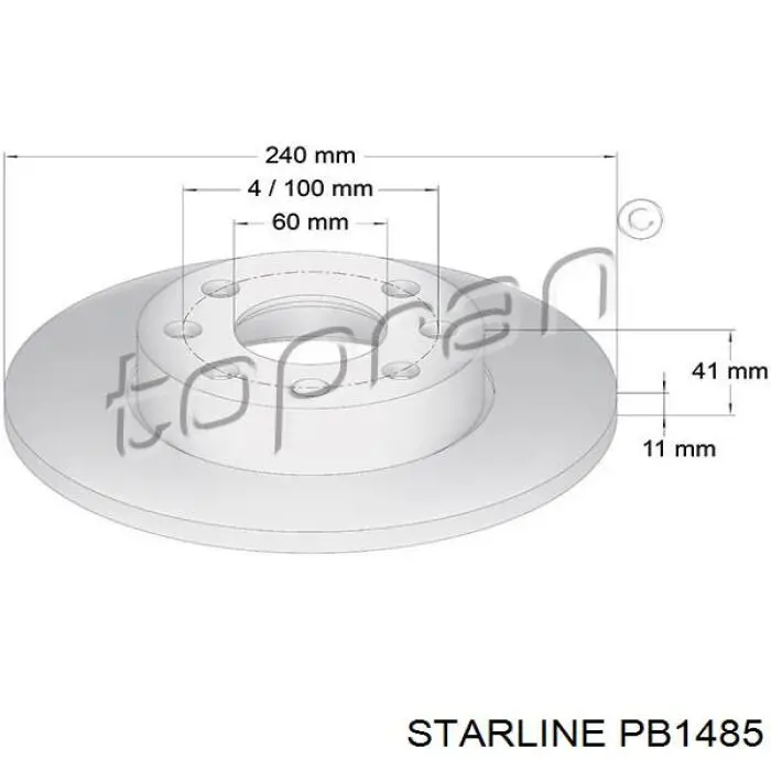 Тормоз дисковый передний Starline PB1485 цена, от 14.42 USD