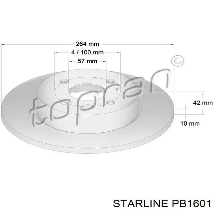 Задний тормозной диск Starline PB1601 цена, от 20.70 USD