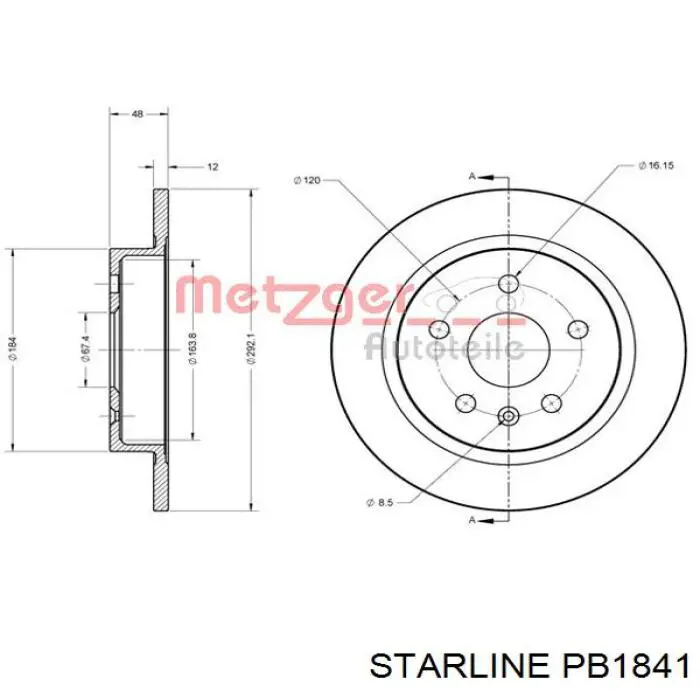 Диск гальмівний задній PB1841 Starline