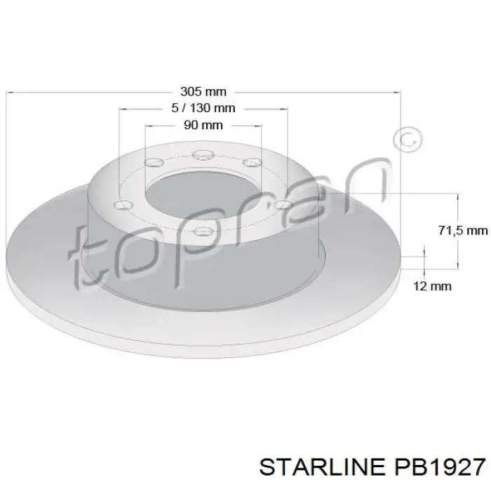 PB1927 Starline Дисковый тормоз
