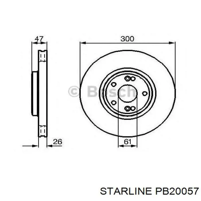 Тормоз дисковый передний Starline PB20057 цена, от 42.91 USD