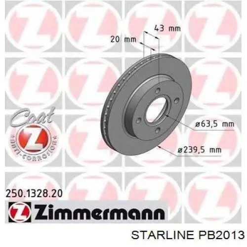 PB2013 Starline Диск тормозной передний