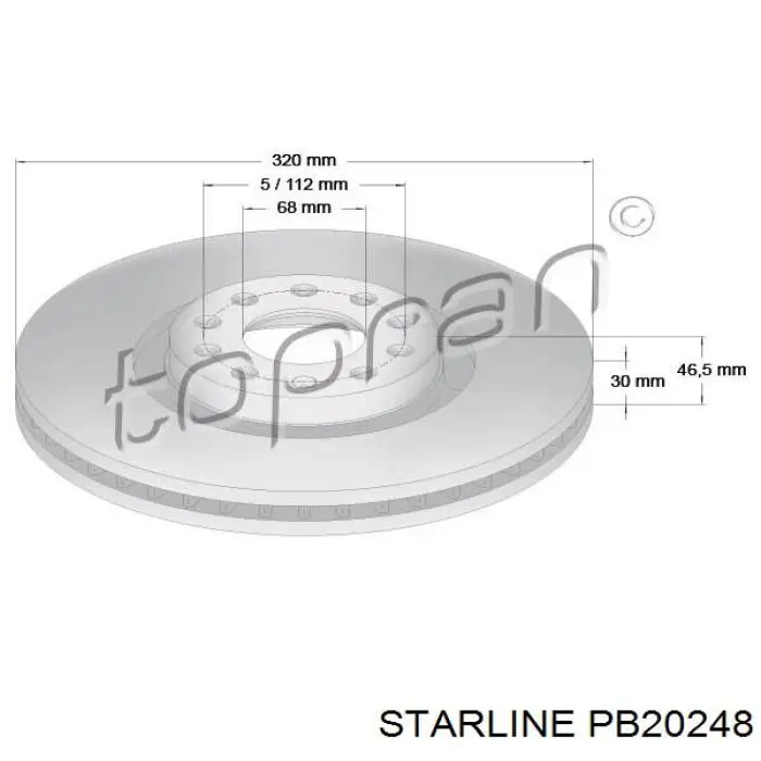 Тормоз дисковый передний Starline PB20248 цена, от 43.33 USD