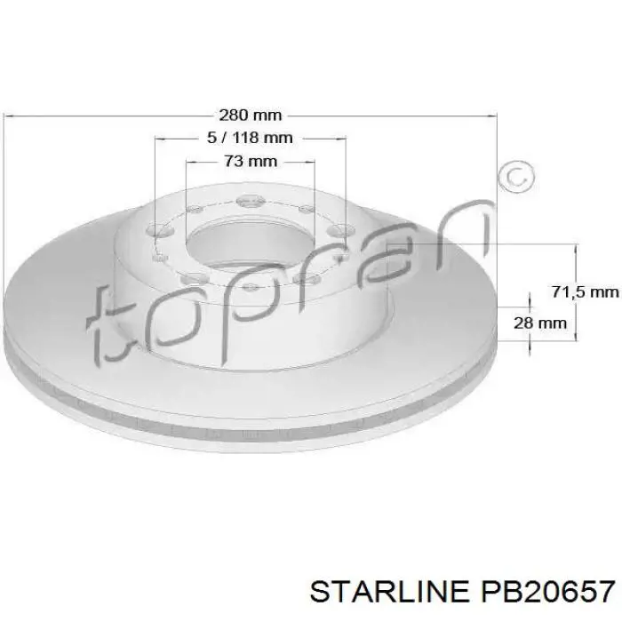Купить PB20657 Starline Ротор тормозной