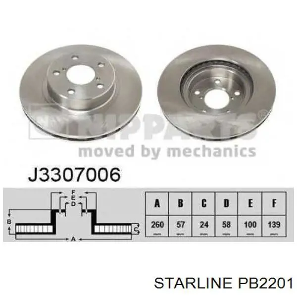 PB 2201 Starline диск тормозной передний