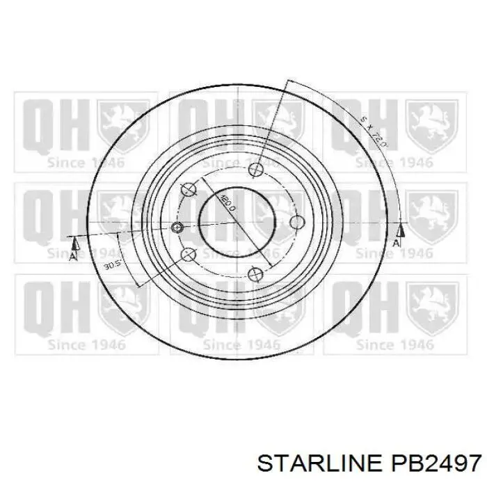 Задний дисковый тормоз Starline PB2497