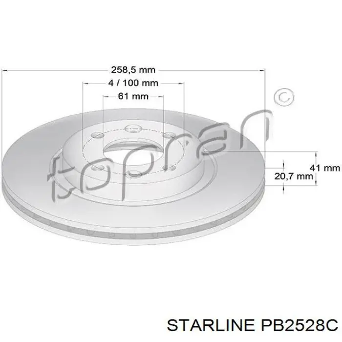 Передние тормозные диски PB2528C Starline