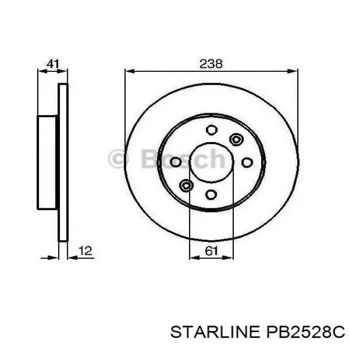 PB2528C Starline Диск тормозной передний