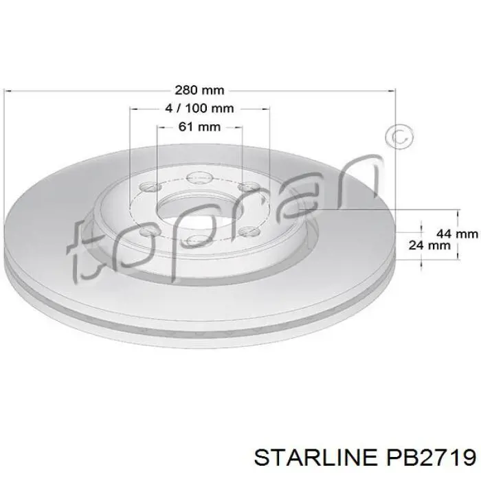 Тормоз дисковый передний Starline PB2719 цена, от 29.61 USD