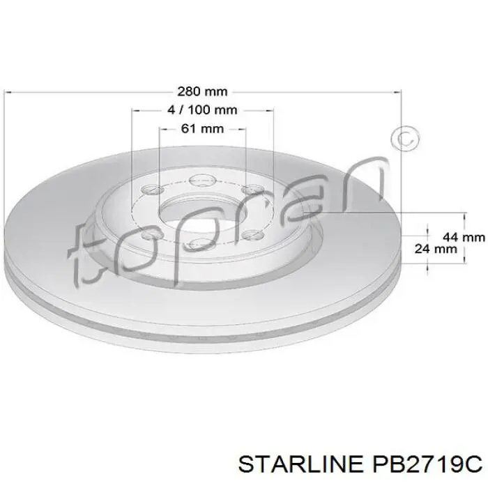 Передние тормозные диски PB2719C Starline