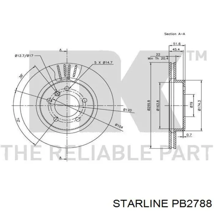 Купить PB2788 Starline Ротор тормозной