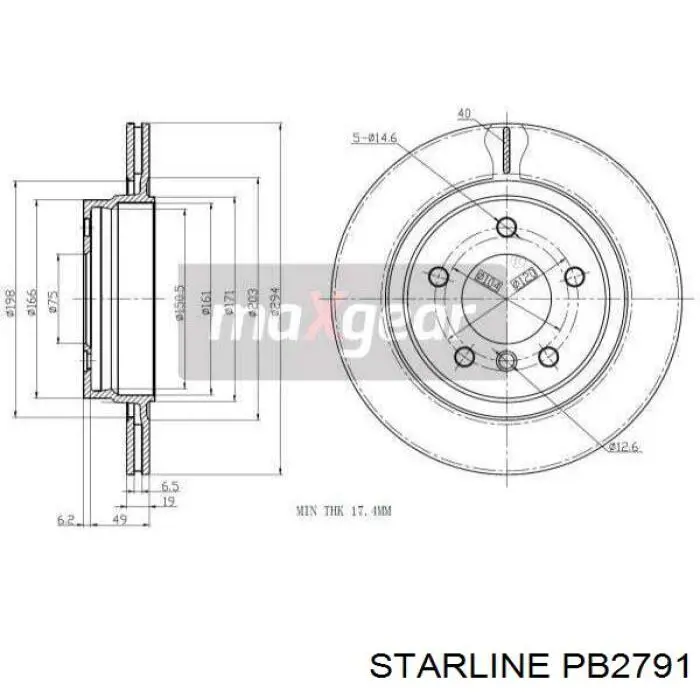 Тормозные диски PB2791 Starline