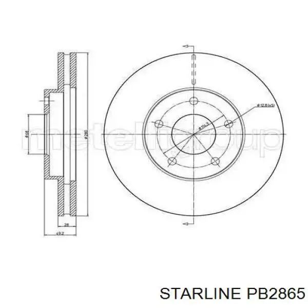 Передний тормозной диск Starline PB2865