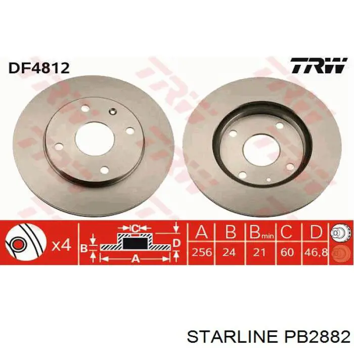 Передние тормозные диски PB2882 Starline