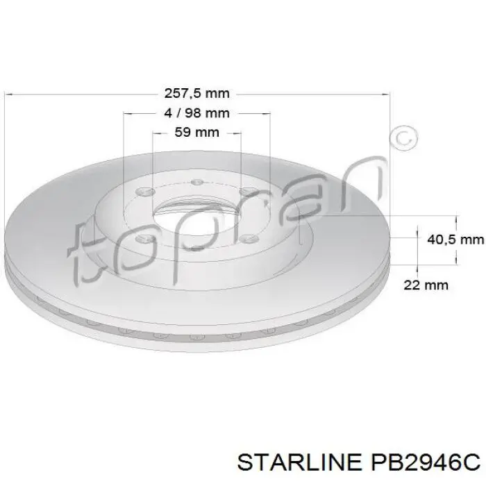 Передние тормозные диски PB2946C Starline