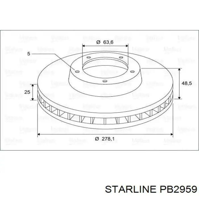 Передний тормозной диск Starline PB2959