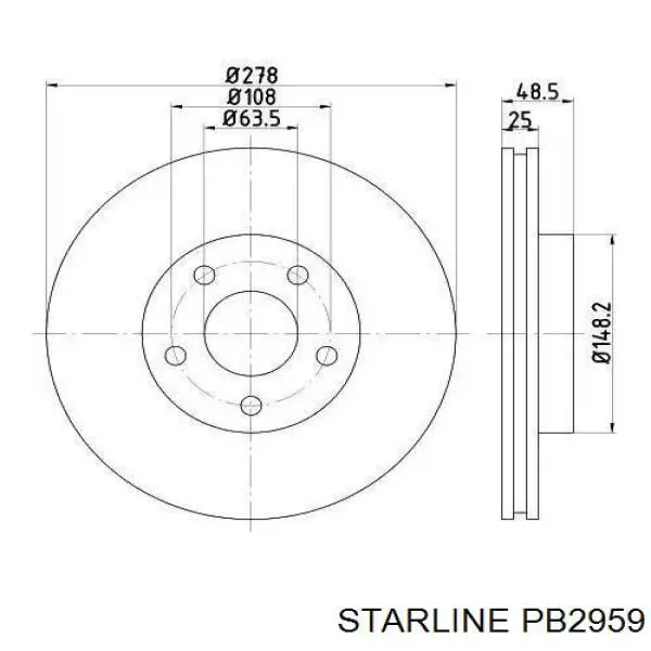 PB2959 Starline Диск тормозной передний