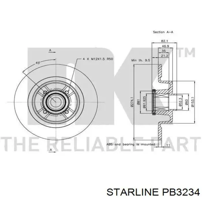 Купить PB3234 Starline Диск тормозной задний
