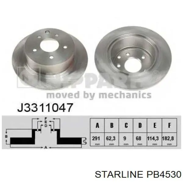 PB 4530 Starline диск тормозной задний