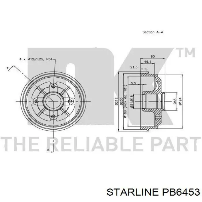 Купить PB6453 Starline Тормозной барабан