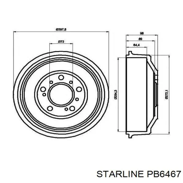 Барабан гальмівний задній PB6467 Starline