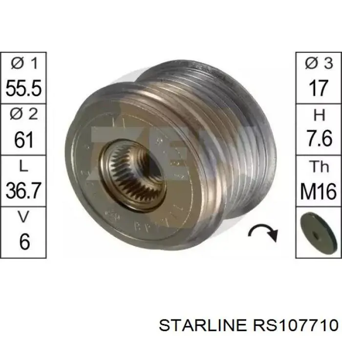 RS107710 Starline Обгонная муфта генератора