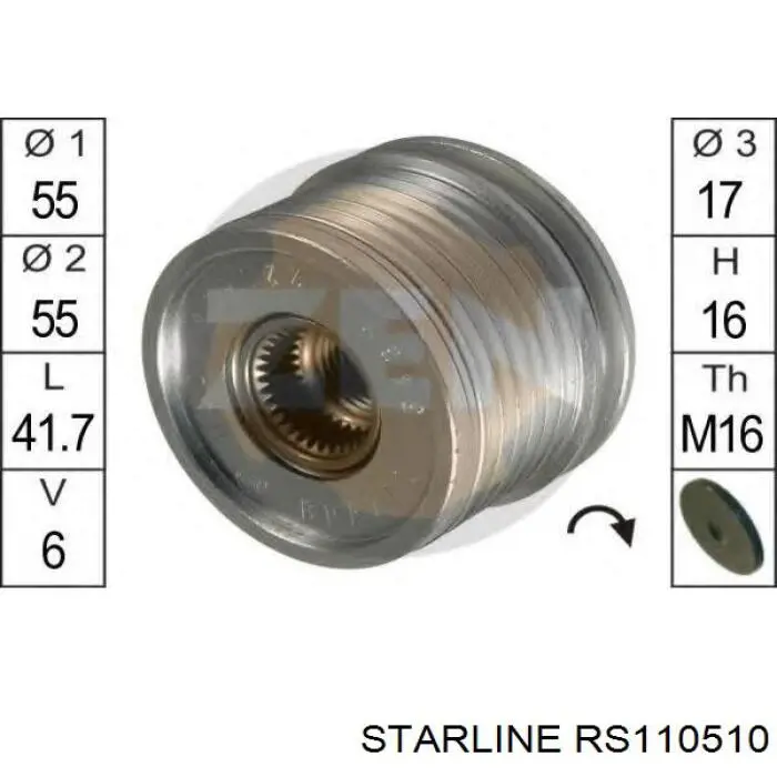 RS110510 Starline Обгонная муфта генератора