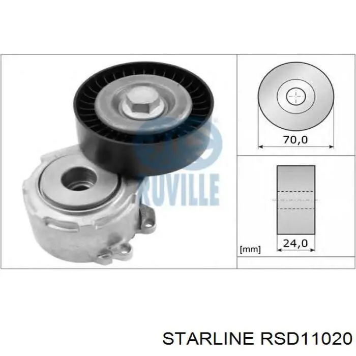 Tensor de correa, correa poli V RSD11020 Starline