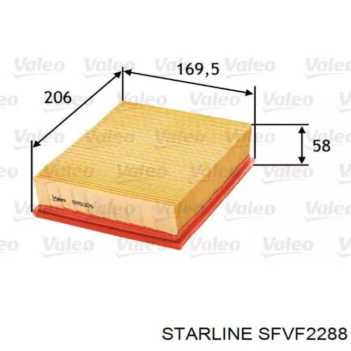 SFVF2288 Starline Воздушный фильтр двигателя