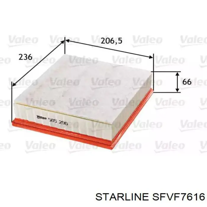 SFVF7616 Starline Воздушный фильтр двигателя