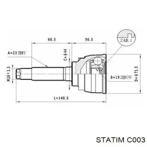 ШРУС наружный передний C003 Statim