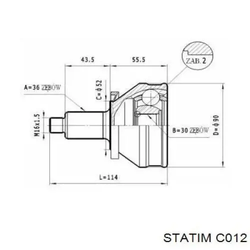 ШРУС наружный передний C012 Statim