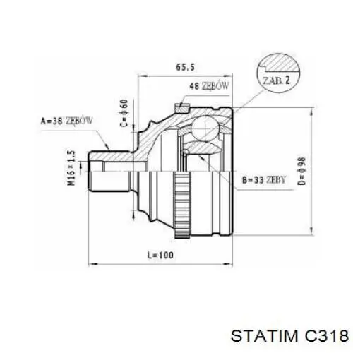 ШРУС наружный передний C318 Statim