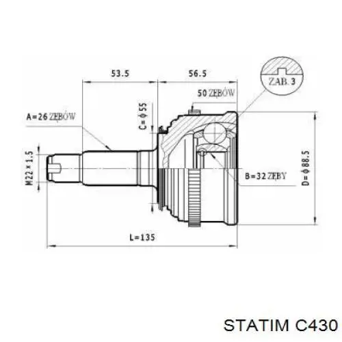 ШРУС наружный передний C430 Statim