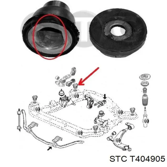 Сайлентблок задней балки (подрамника) T404905 STC