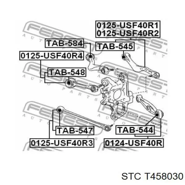 Сайлентблок заднего поперечного рычага внутренний T458030 STC