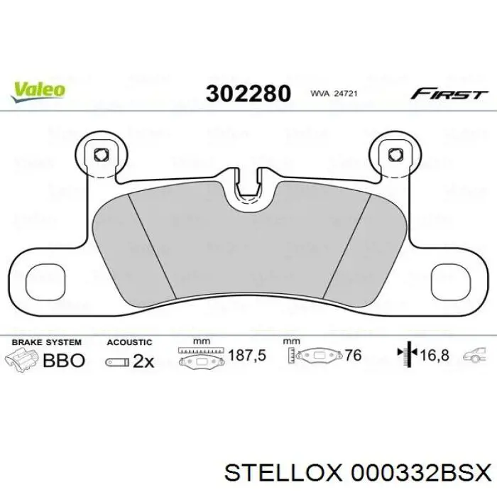 Задние тормозные колодки 000332BSX Stellox