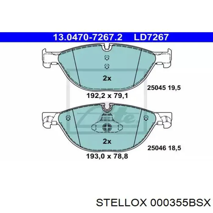 Передние тормозные колодки 000355BSX Stellox
