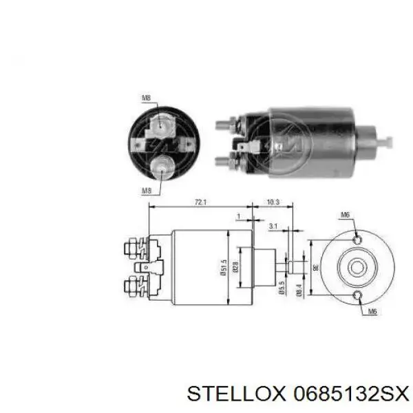 Втягивающее реле стартера 0685132SX Stellox