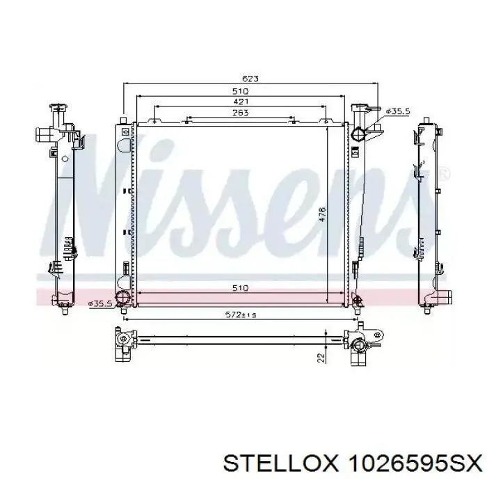 Радиатор охлаждения двигателя Stellox 1026595SX цена, от 105.70 USD