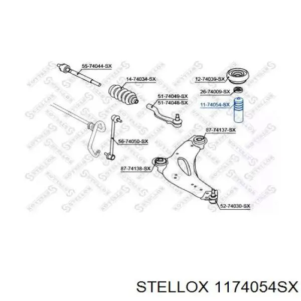 Буфер (отбойник) амортизатора переднего + пыльник 1174054SX Stellox