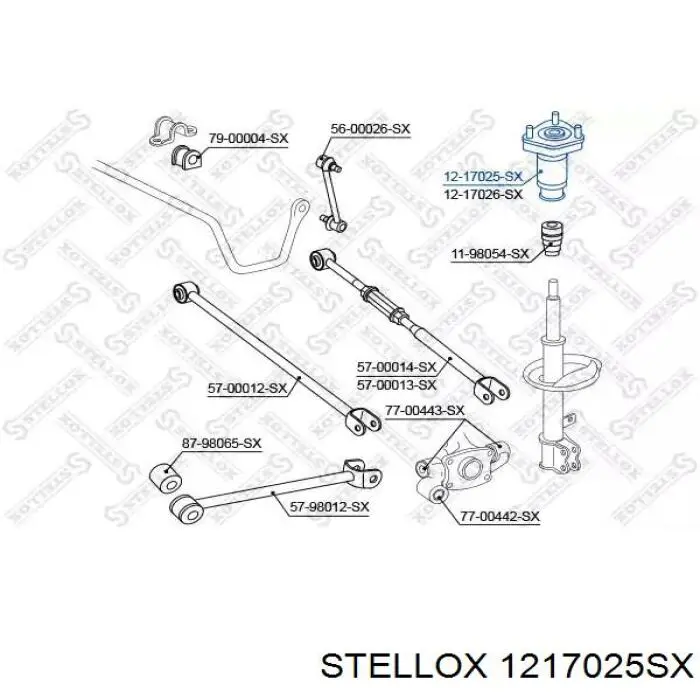 Опора амортизатора заднего левого 1217025SX Stellox