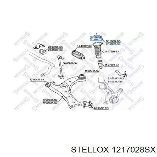 Опора амортизатора переднего Stellox 1217028SX