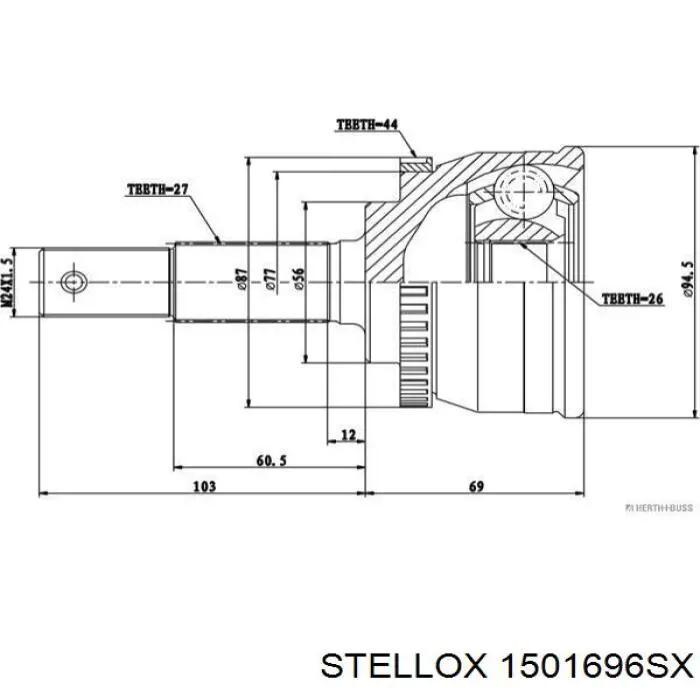 ШРУС наружный передний 1501696SX Stellox