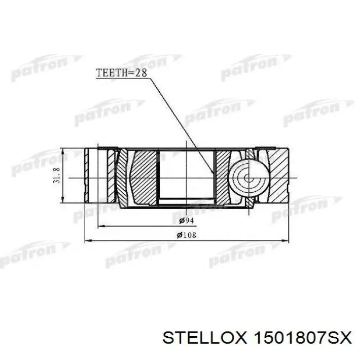 Купить 1501807SX Stellox Шарнир угловых скоростей передний правый