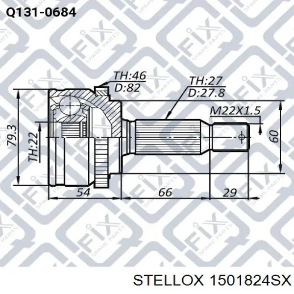 ШРУС наружный передний 1501824SX Stellox