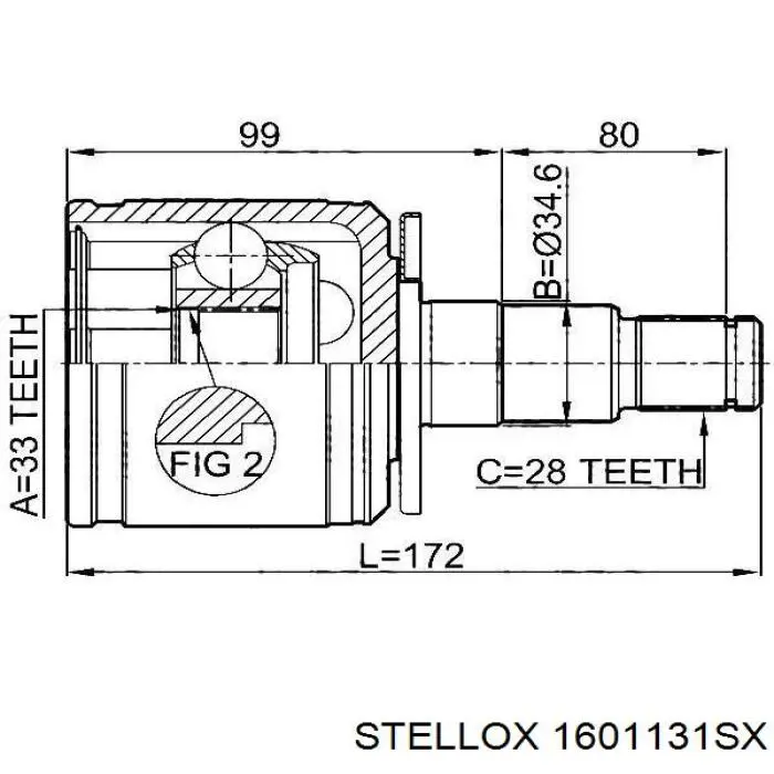 ШРУС внутренний передний левый 1601131SX Stellox