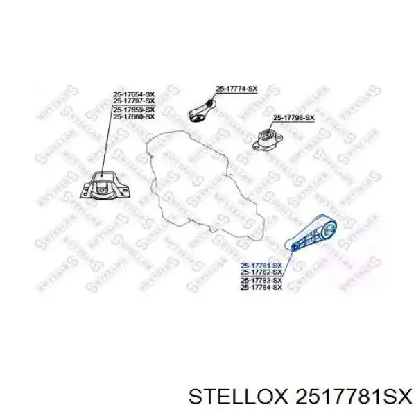 Подушка (опора) двигателя левая нижняя 2517781SX Stellox