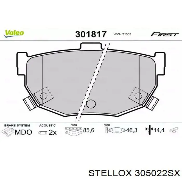 Тормозные колодки Stellox 305022SX