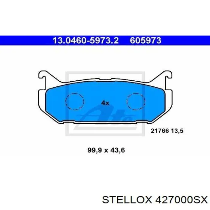 Задние тормозные колодки 427000SX Stellox